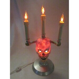 1994 Trendmasters Halloween Vintage Skull Candelabra Candle Glowing Eyes - Works